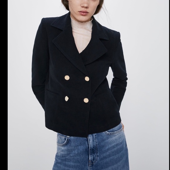 Zara velvet blazer w/gold buttons double breasted